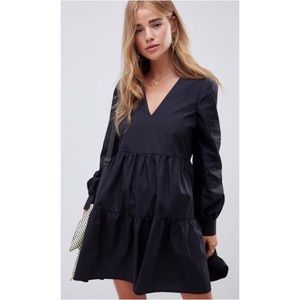 ASOS Tiered Long Sleeve Smock Mini Dress